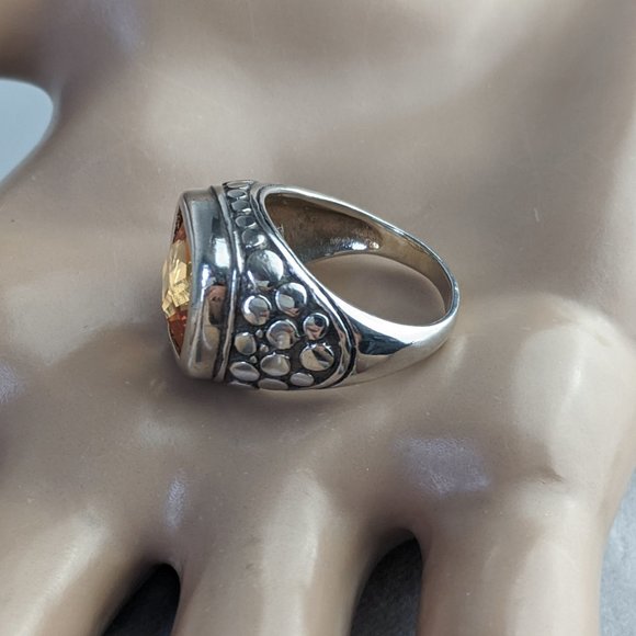 CITRINE STERLING SILVER Square Cut Dot Band Ring - Picture 7 of 15